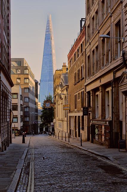 London street with views to The Shard