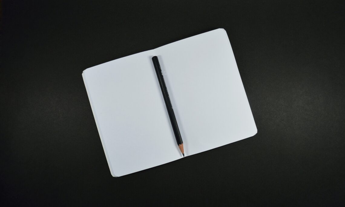 Open notebook with white pages