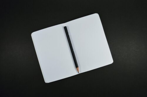 Open notebook with white pages